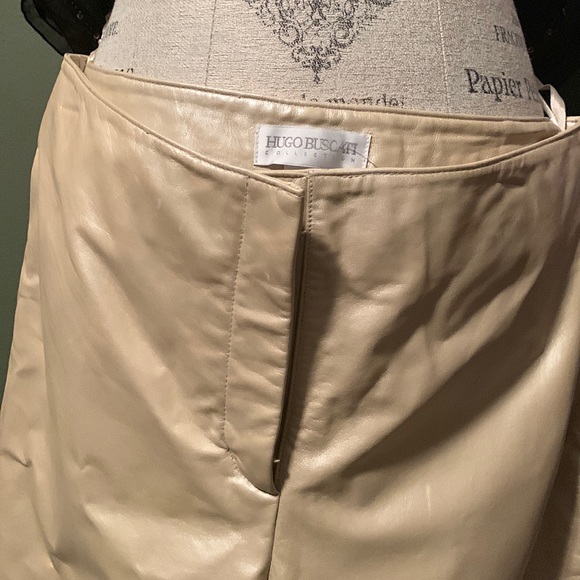 BNWOT 100% Leather fully lined Leather Pants, Size 14, beige color, no pockets. - Picture 1 of 16